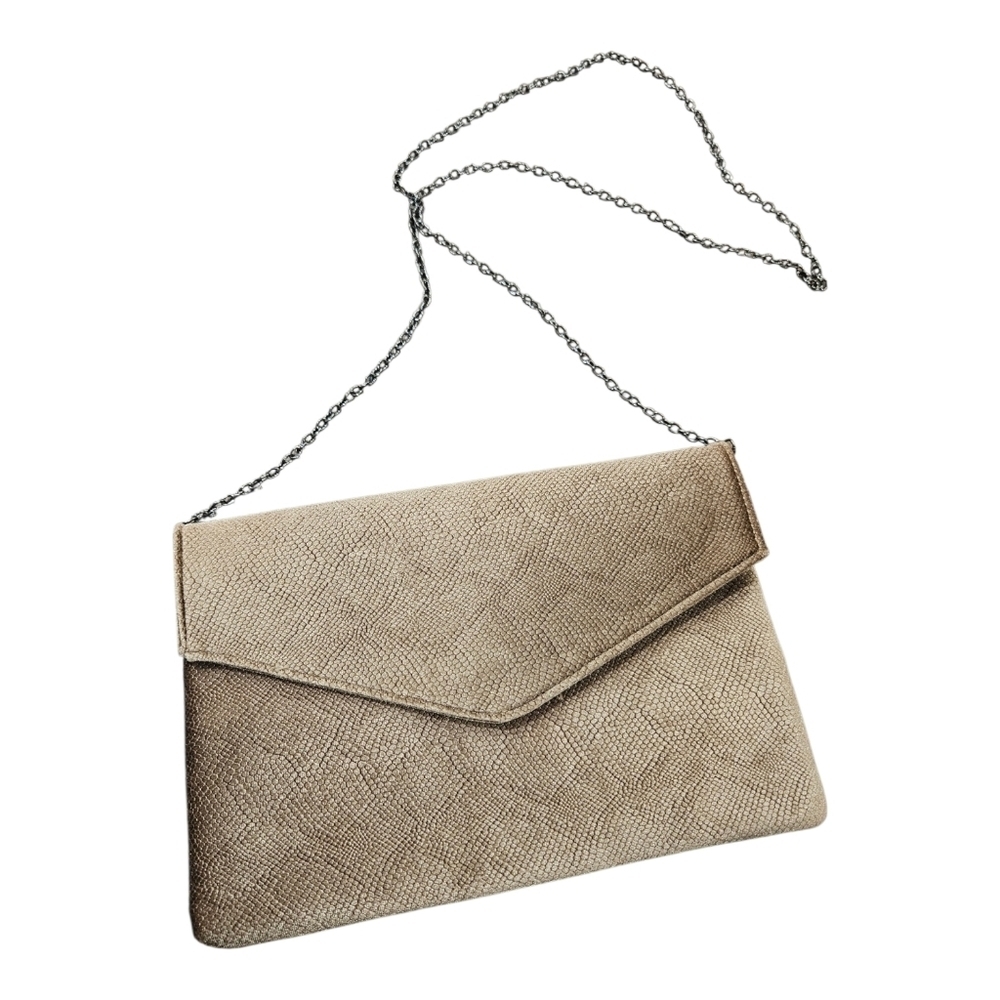 Lulus Taupe Velour Clutch Bag + Crossbody Replacement Chain